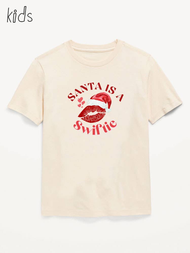 Kids Taylor Santa Swiftie Christmas Graphic Tee: 12-13