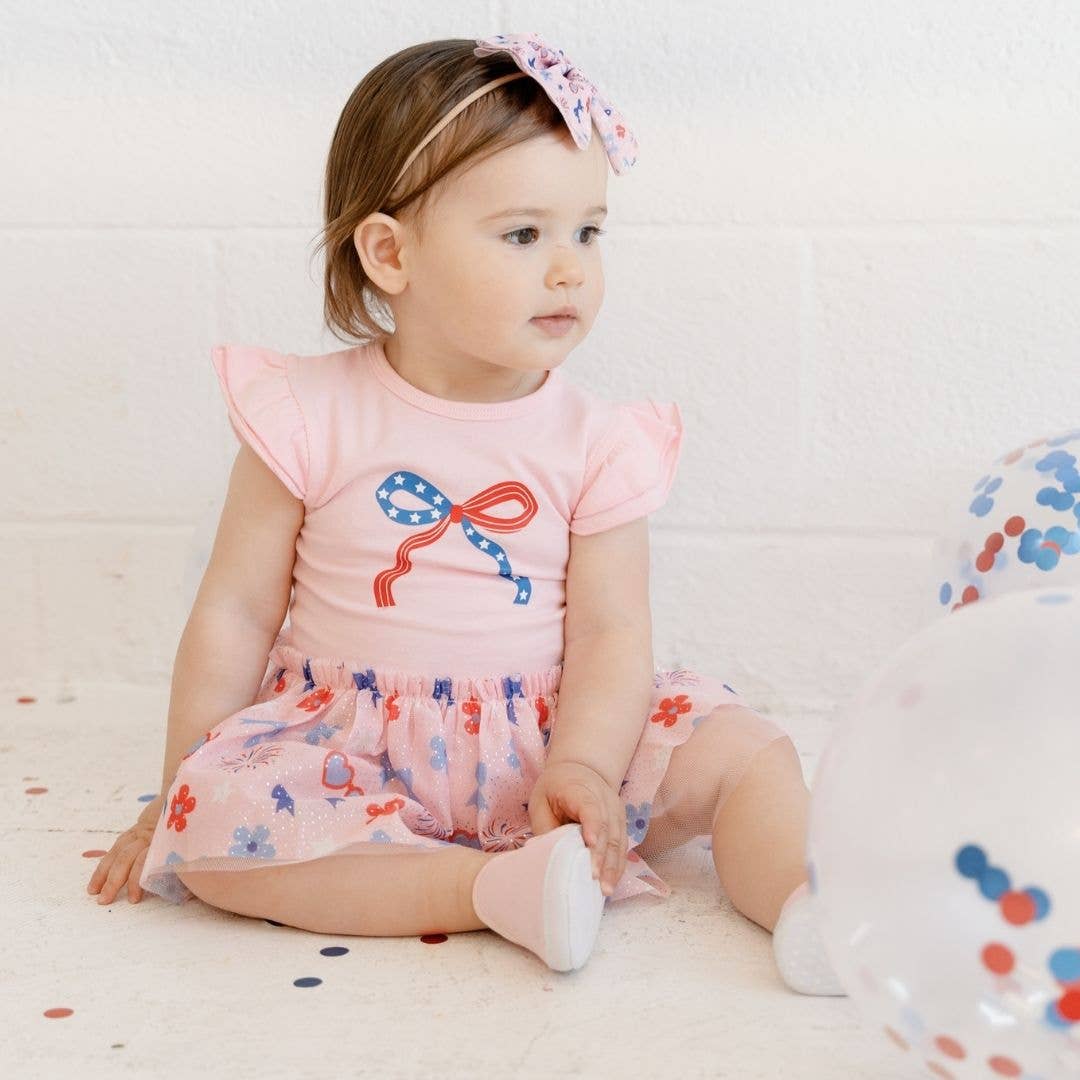 Red, White, & Cute Short Sleeve Tutu Bodysuit - Baby Clothes