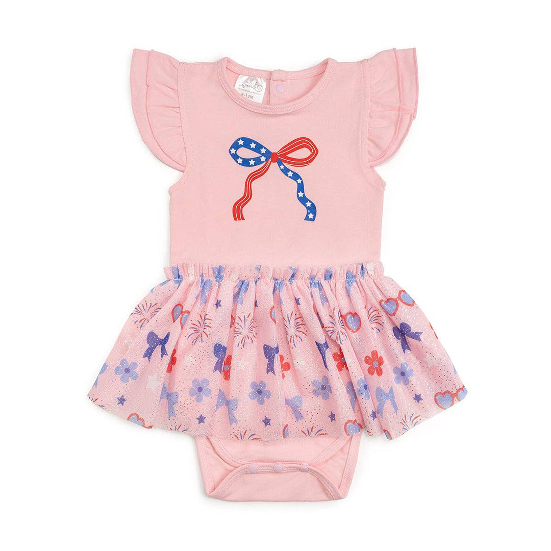 Red, White, & Cute Short Sleeve Tutu Bodysuit - Baby Clothes