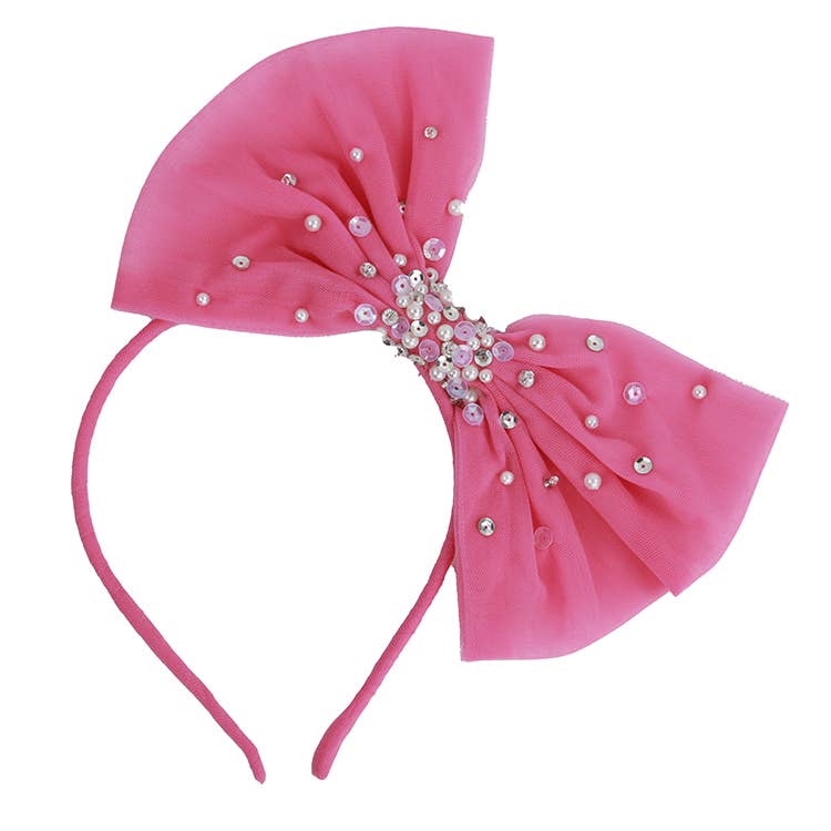 Candy Pink Bow Headband: Candy Pink / One Size