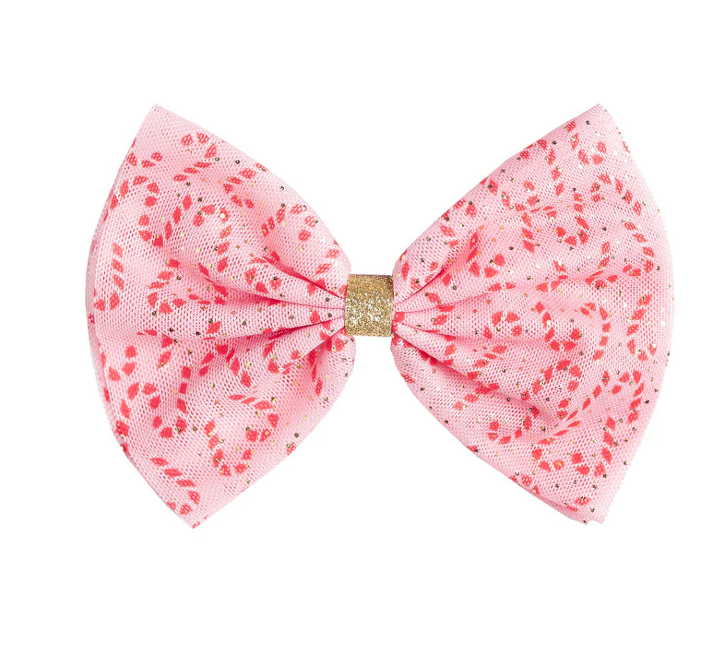 Candy cane Christmas tulle bowl clip