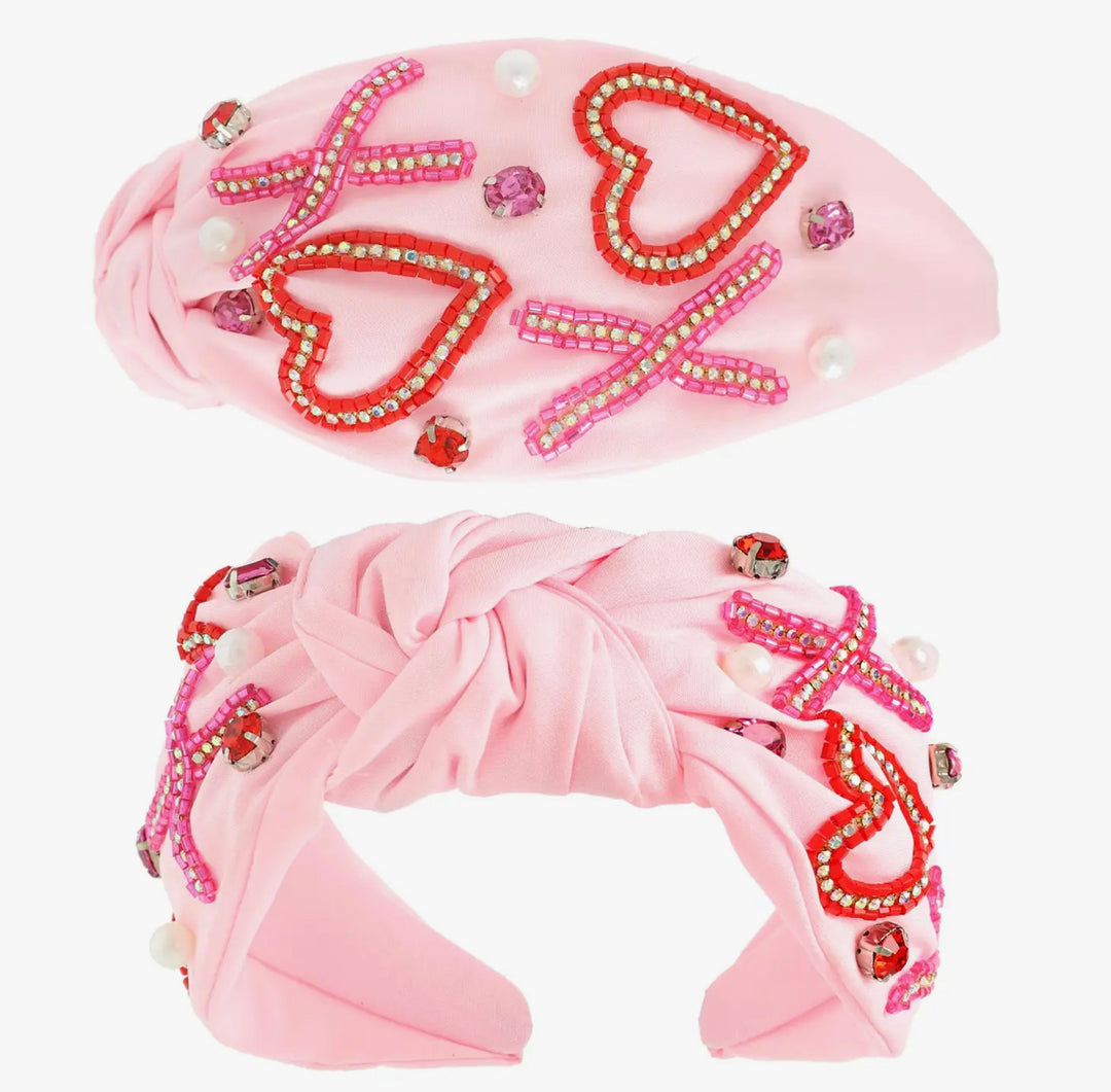 XOXO Pink Beaded Headband