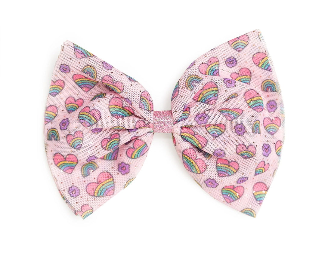 Rainbow hearts bow