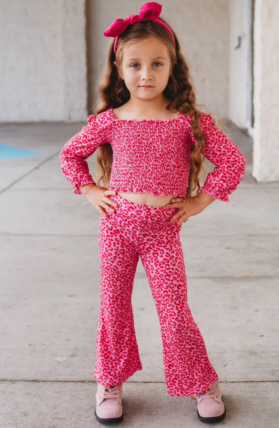 Love Leopard Bamboo smocked flare set
