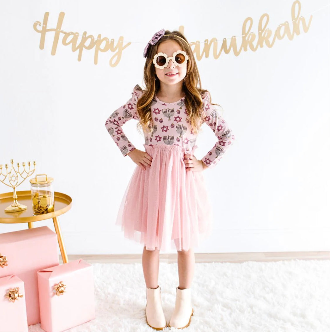 Hanukkah, long sleeve tutu dress