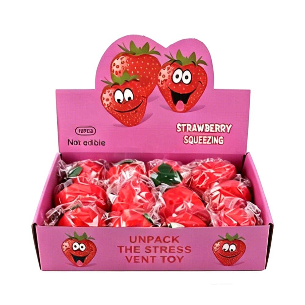 12PCS - Strawberry Squeeze Squishy Stress Relief Toy