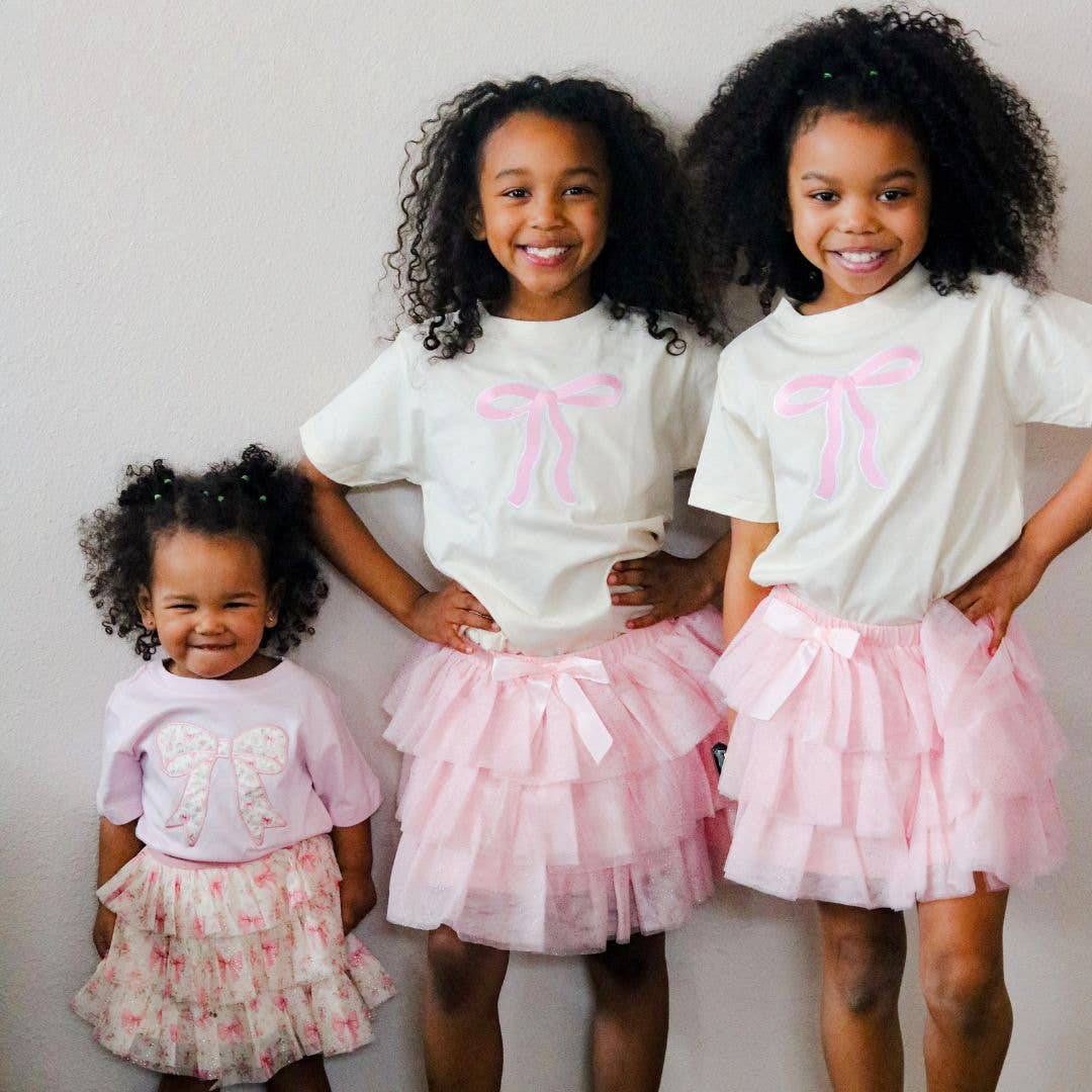 Ditsy Floral Bow Patch Short Sleeve T-Shirt - Spring 2025