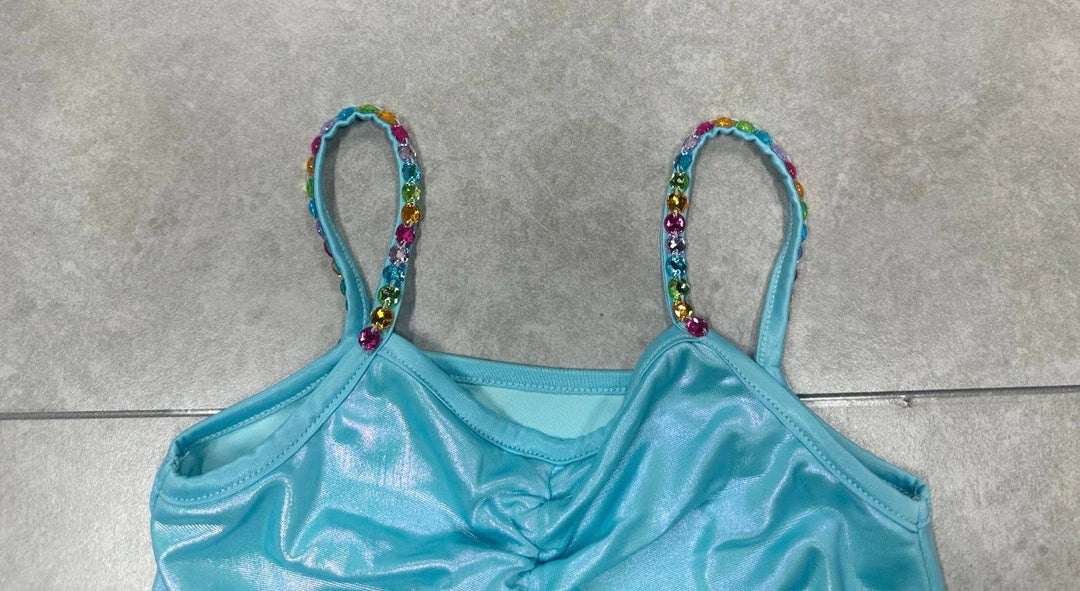 Blue metalic skort set