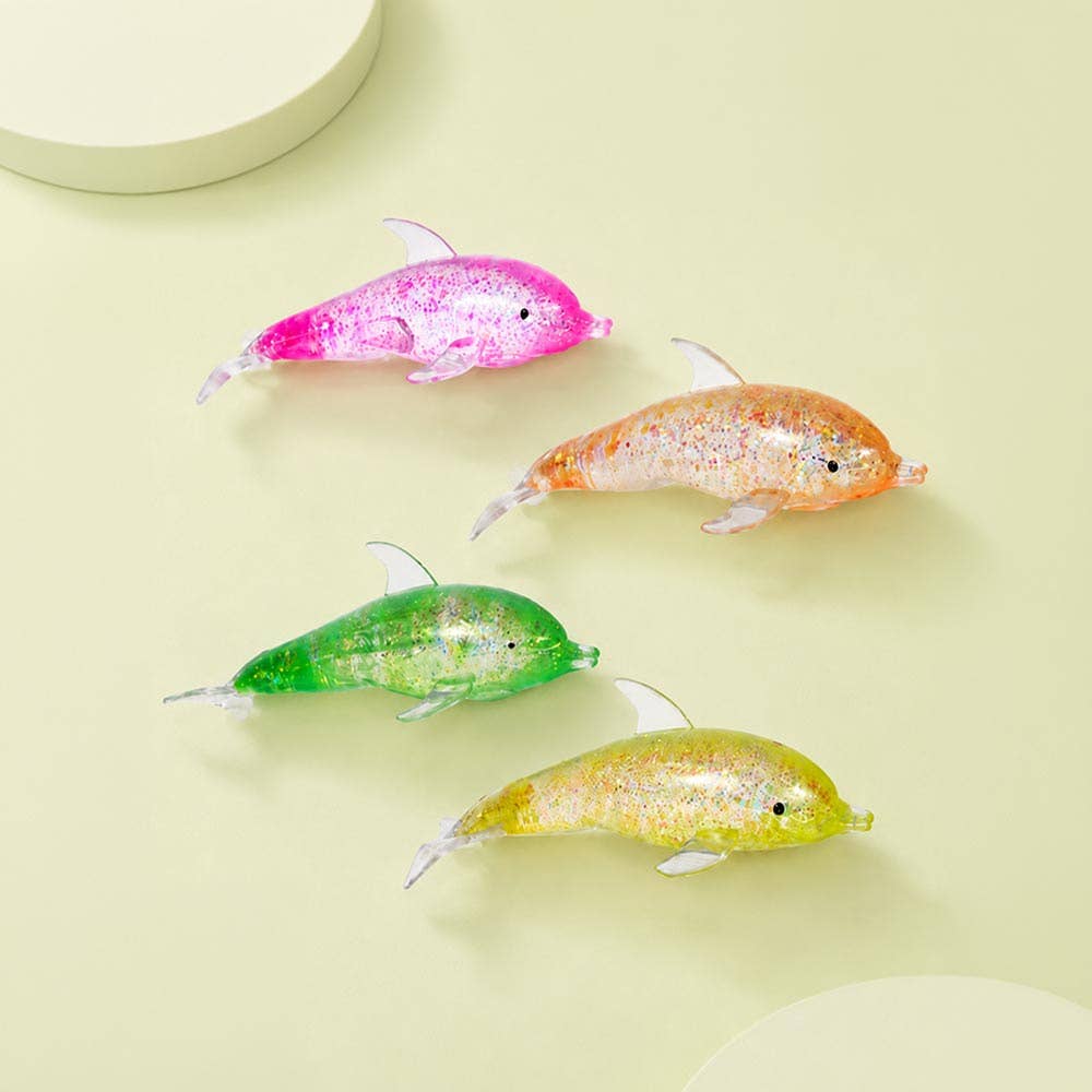 12PCS - Glitter Dolphin Squeeze Squishy Stress Relief Toy