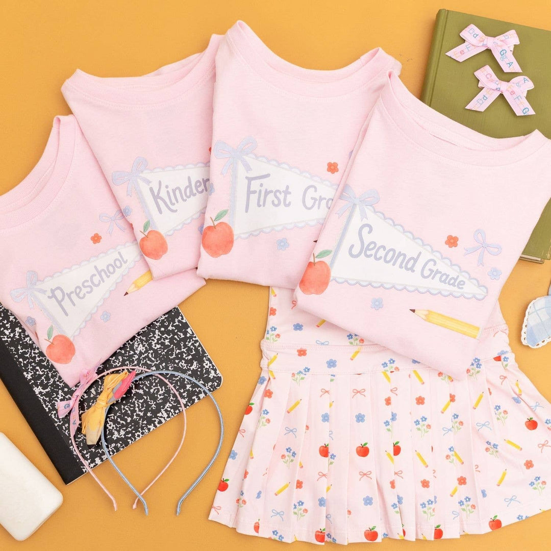 First Grade Bow Pennant Short Sleeve T-Shirt -Back To School