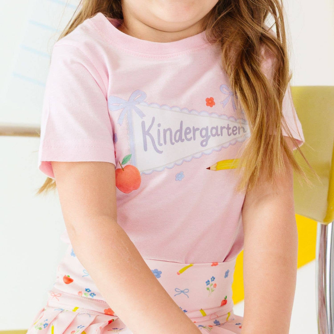 Kindergarten Bow Pennant Short Sleeve T-Shirt Back To School