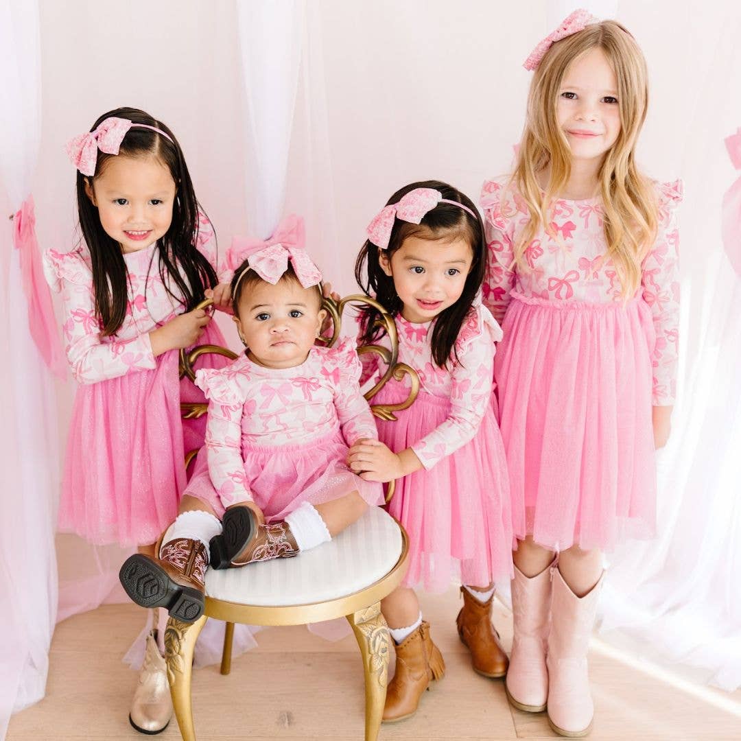 Coquette Bow Long Sleeve Tutu Dress - Kids Clothes