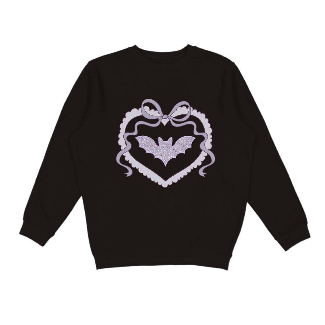 Rhinestone Bat Patch Halloween Sweatshirt - Girls Clothes