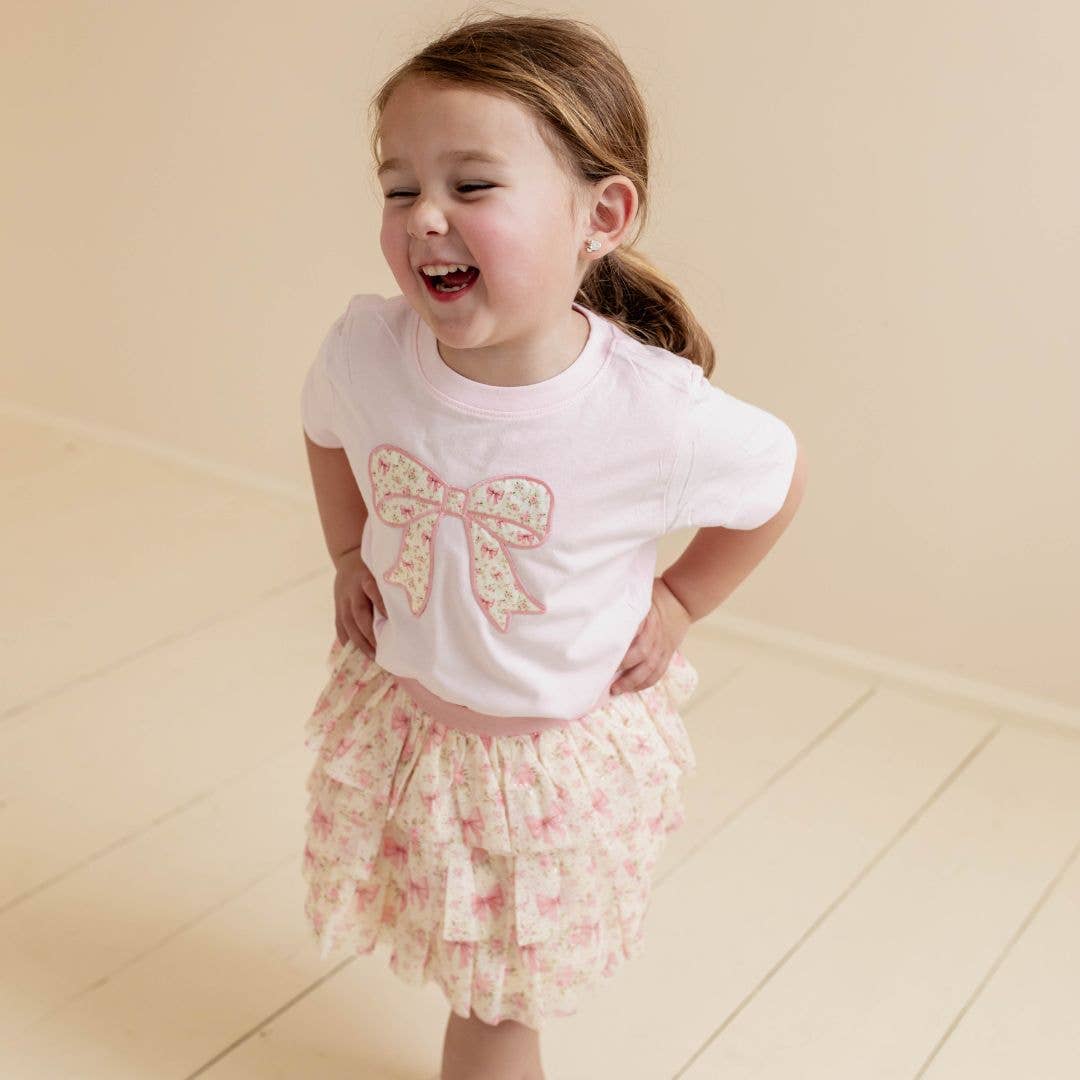 Ditsy Floral Bow Patch Short Sleeve T-Shirt - Spring 2025