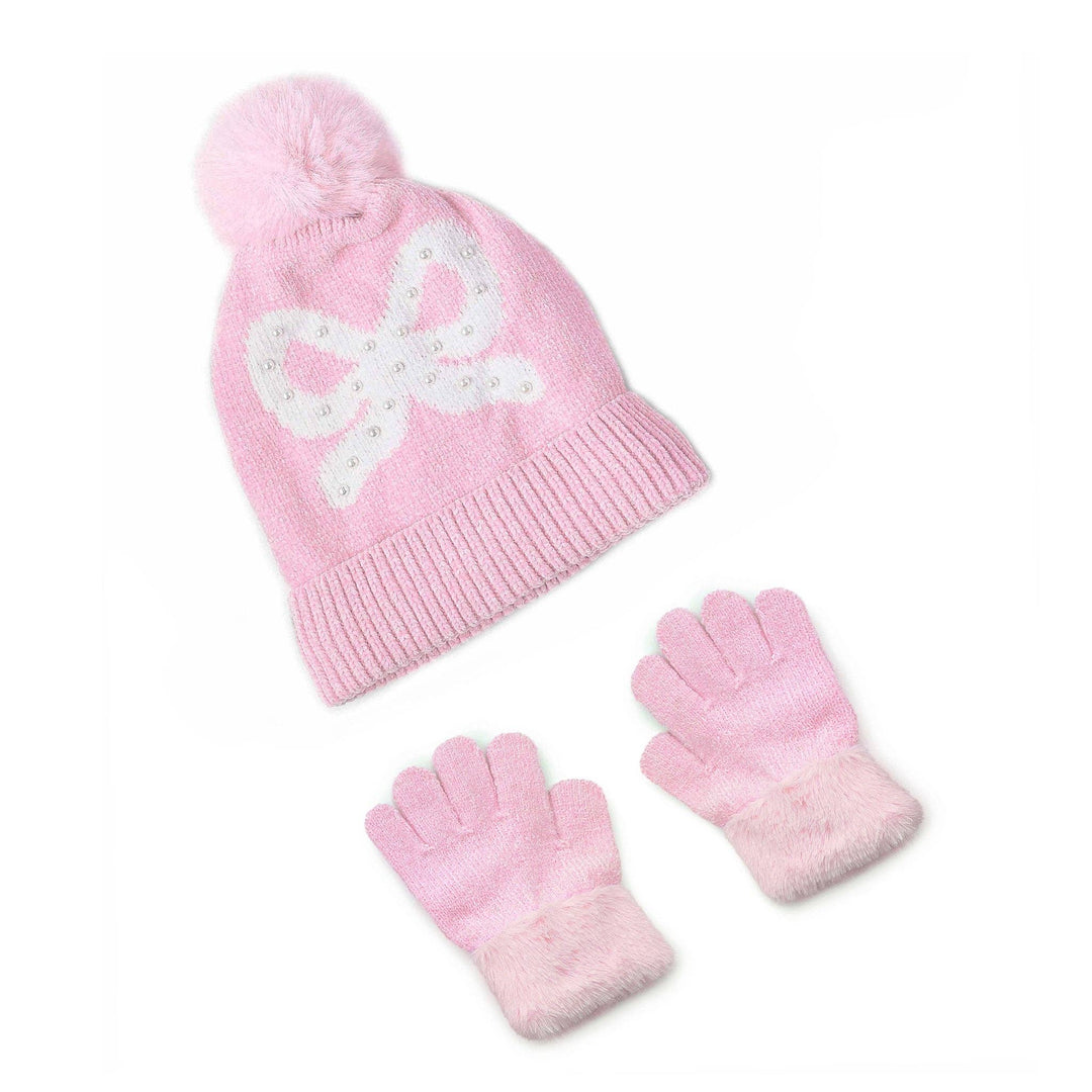 Pearl Bow Hat and Gloves Set
