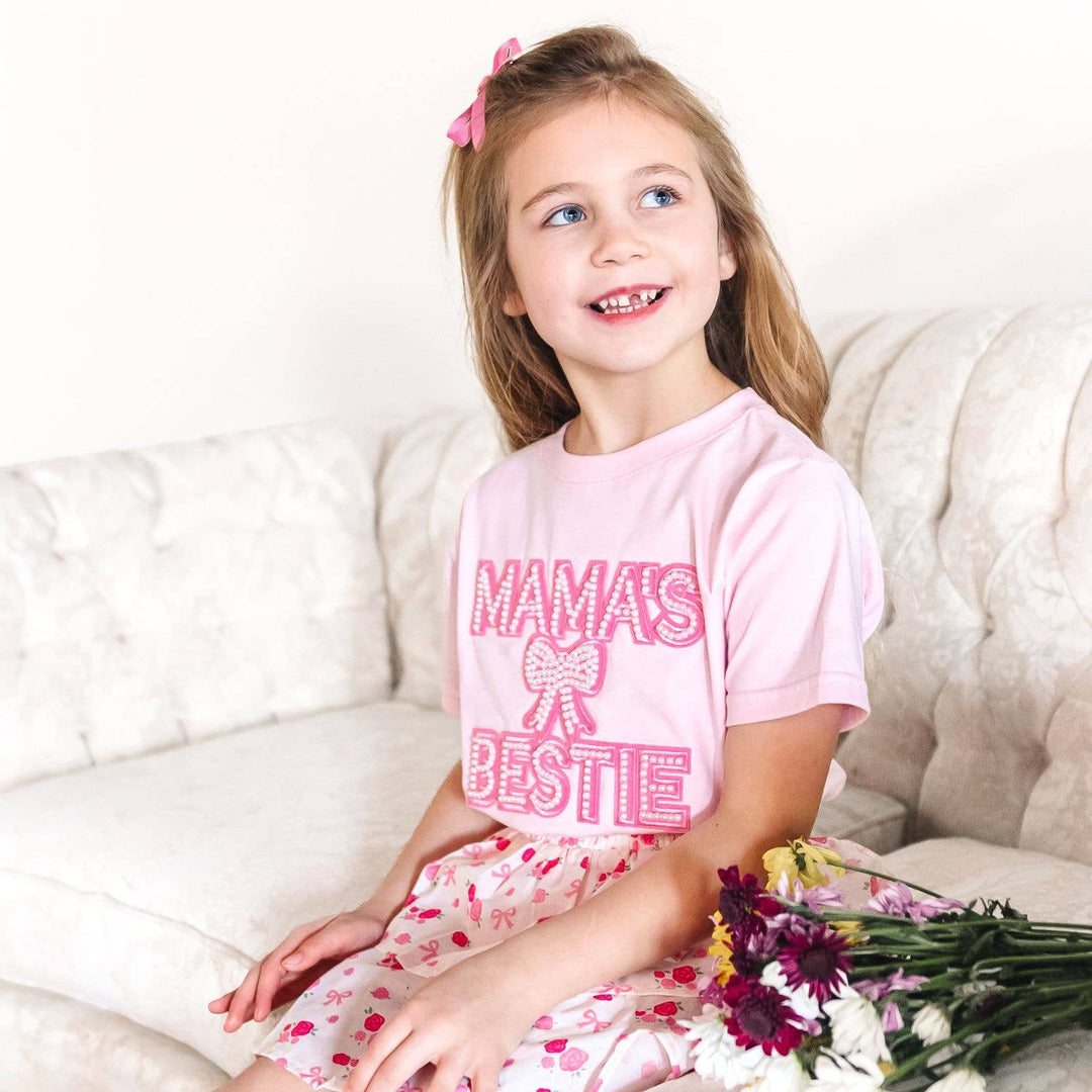 Mama's Bestie Pearl Patch Short Sleeve T-Shirt -Mother's Day