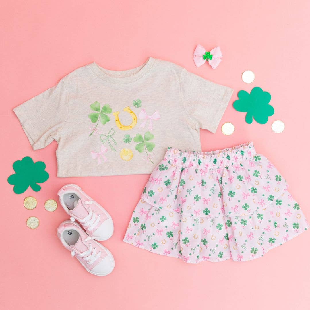 Ditsy Shamrock St. Patrick's Day Skort - Kids Clothing