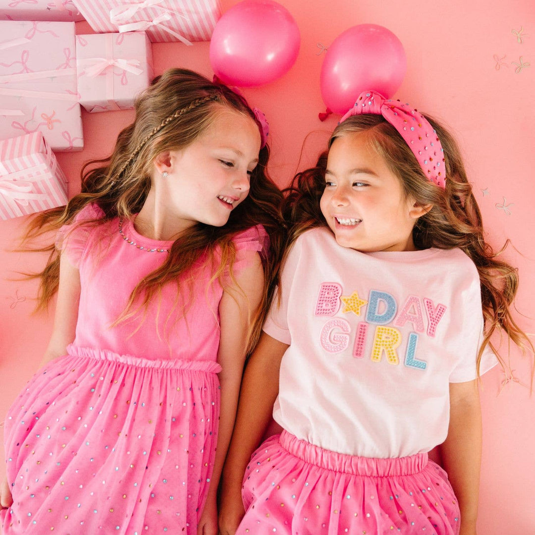 Raspberry Rhinestone Short Sleeve Tutu Dress - Kids Clothing