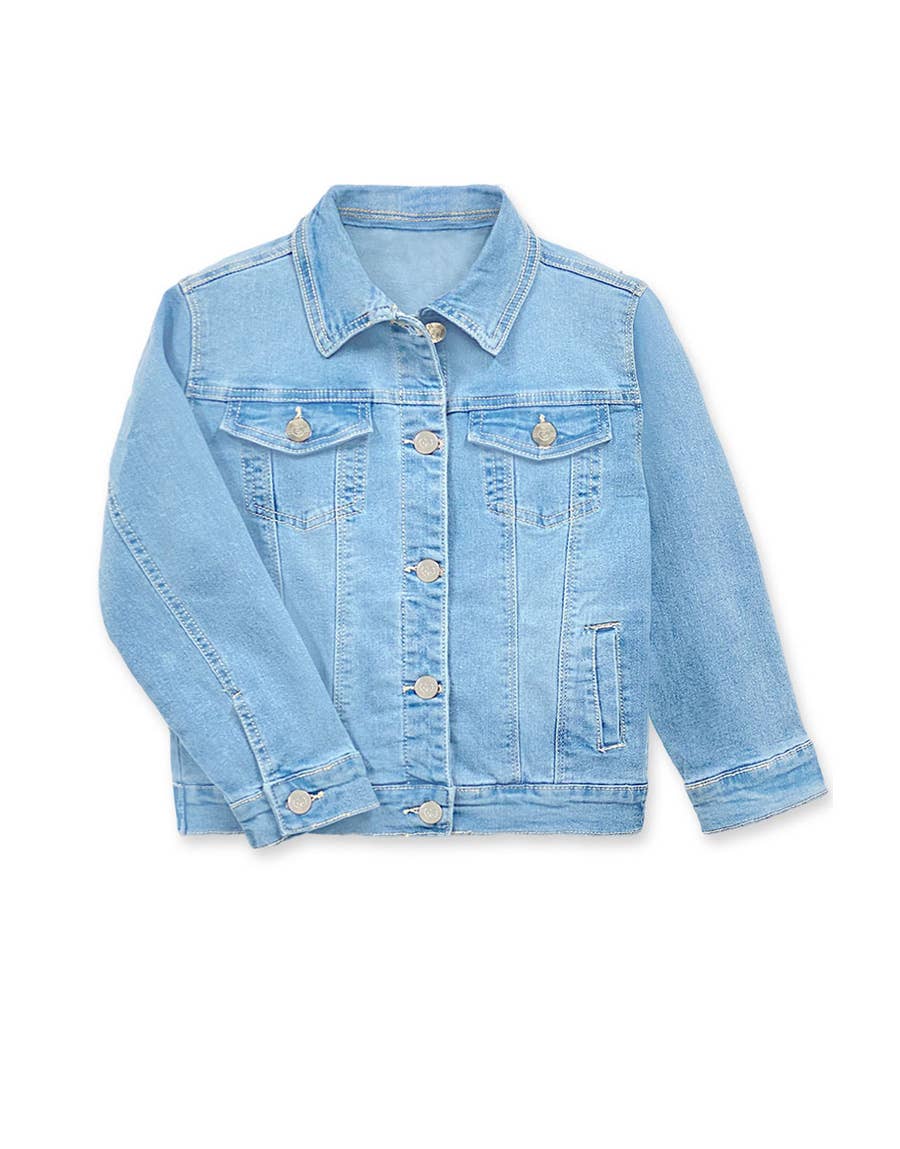 GDJ-23-9622B Girl's Stretch Denim Jacket Basic Cut: Light Denim / 8/10(M)
