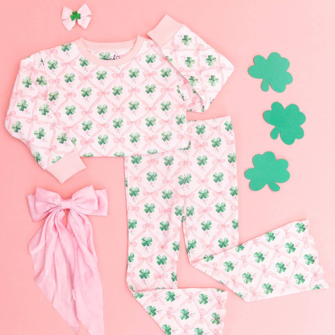 Shamrock Lace St. Patrick's Day Bow Clip - Kids Hair Bow