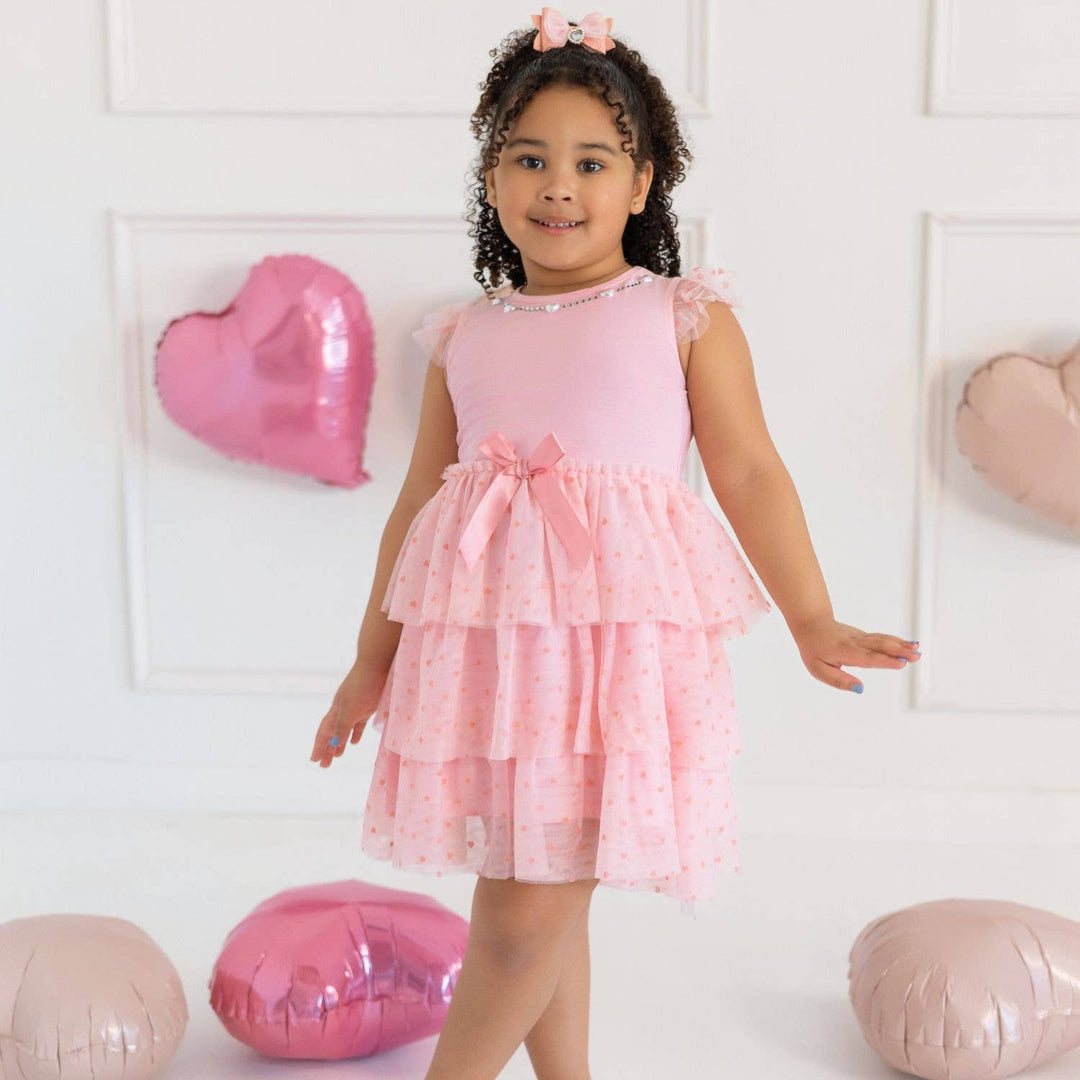 Heart Charm Glitter Bow Clip - Hair Accessories