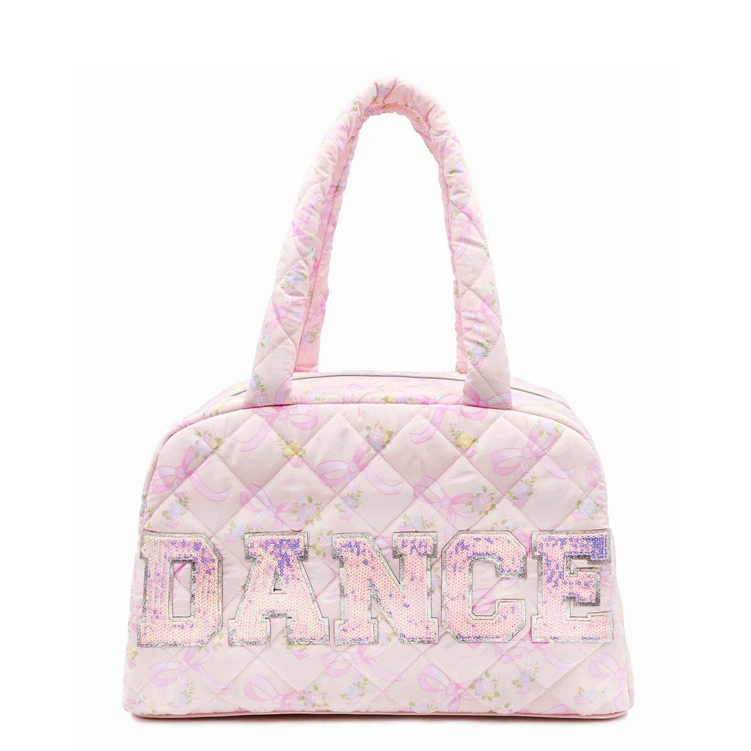 'DANCE' Floral Printed Quilted Medium Duffle Bag