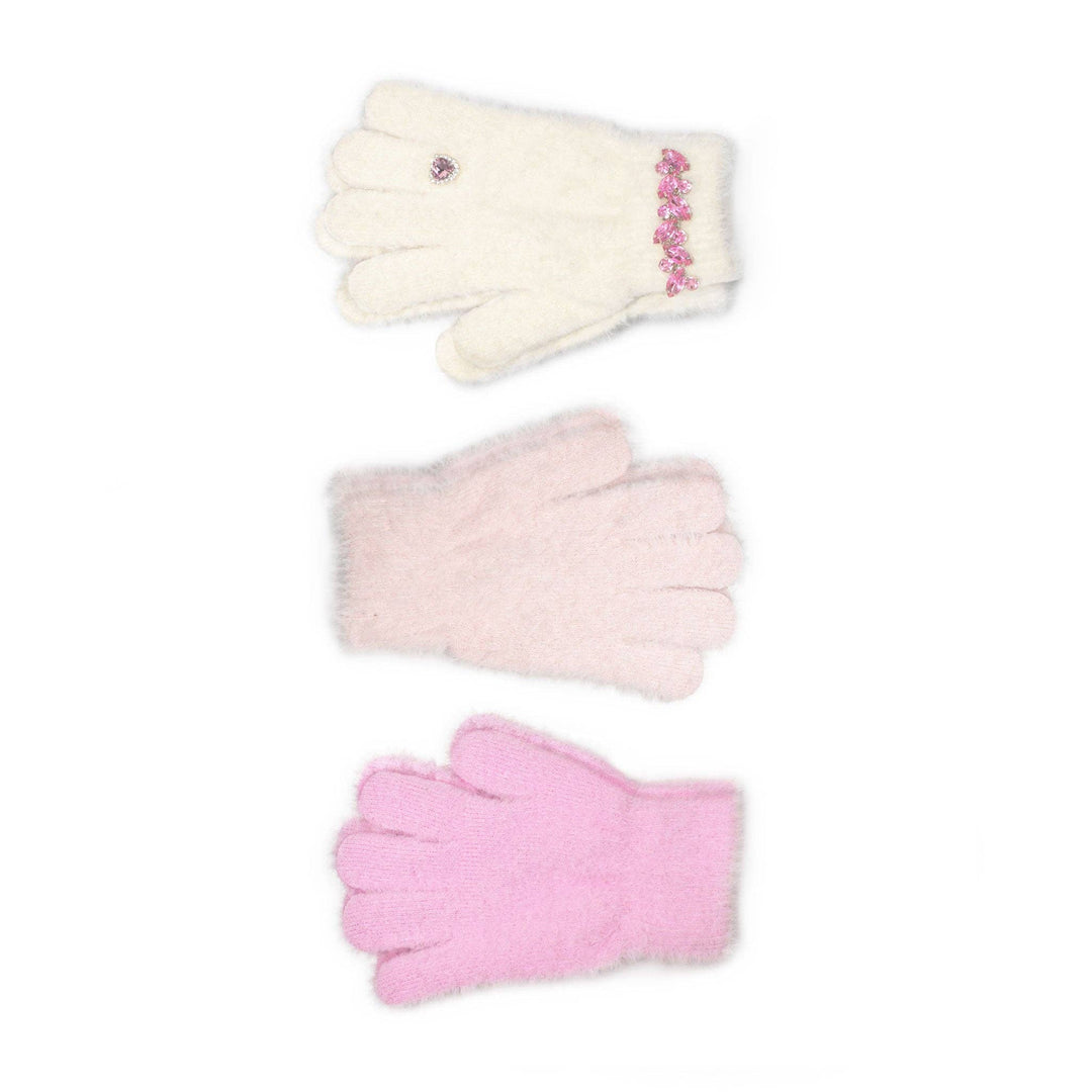 Rhinestone Hearts 3 Piece Gloves Set