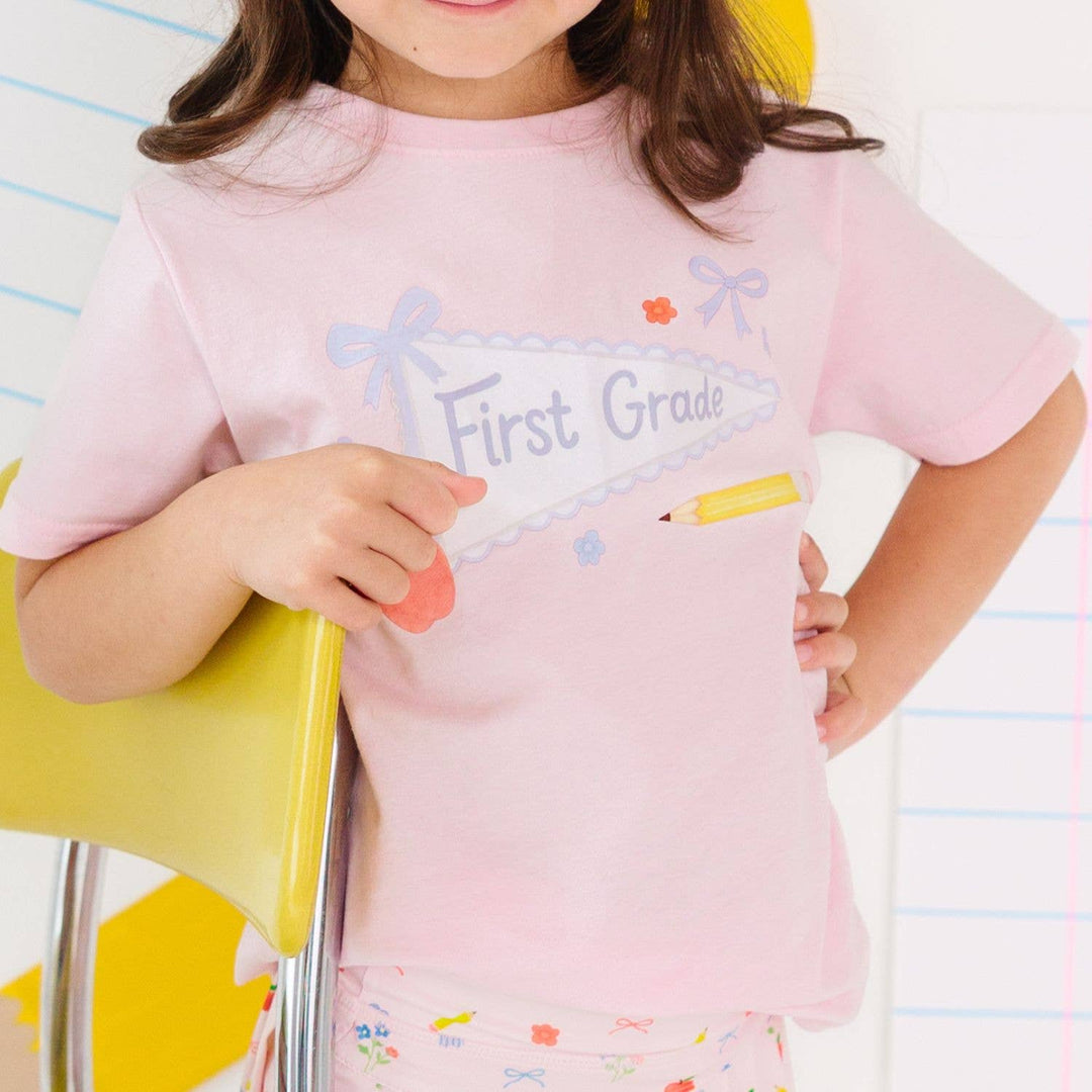 First Grade Bow Pennant Short Sleeve T-Shirt -Back To School