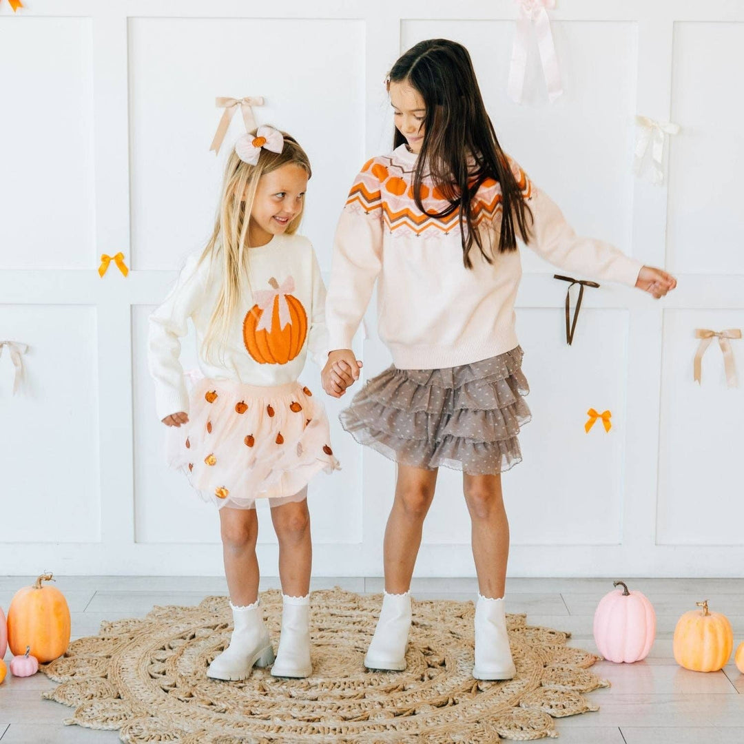 Pumpkin Tulle Bow Headband - Kids Hair Accessories - Fall
