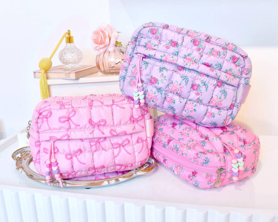 Quilted Scrunchies Floral Printed Pouch
