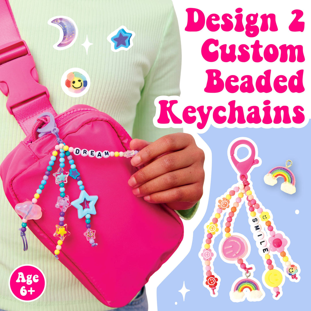 Backpack Keychain Kit for Kids - Makes 2 beaded keychains