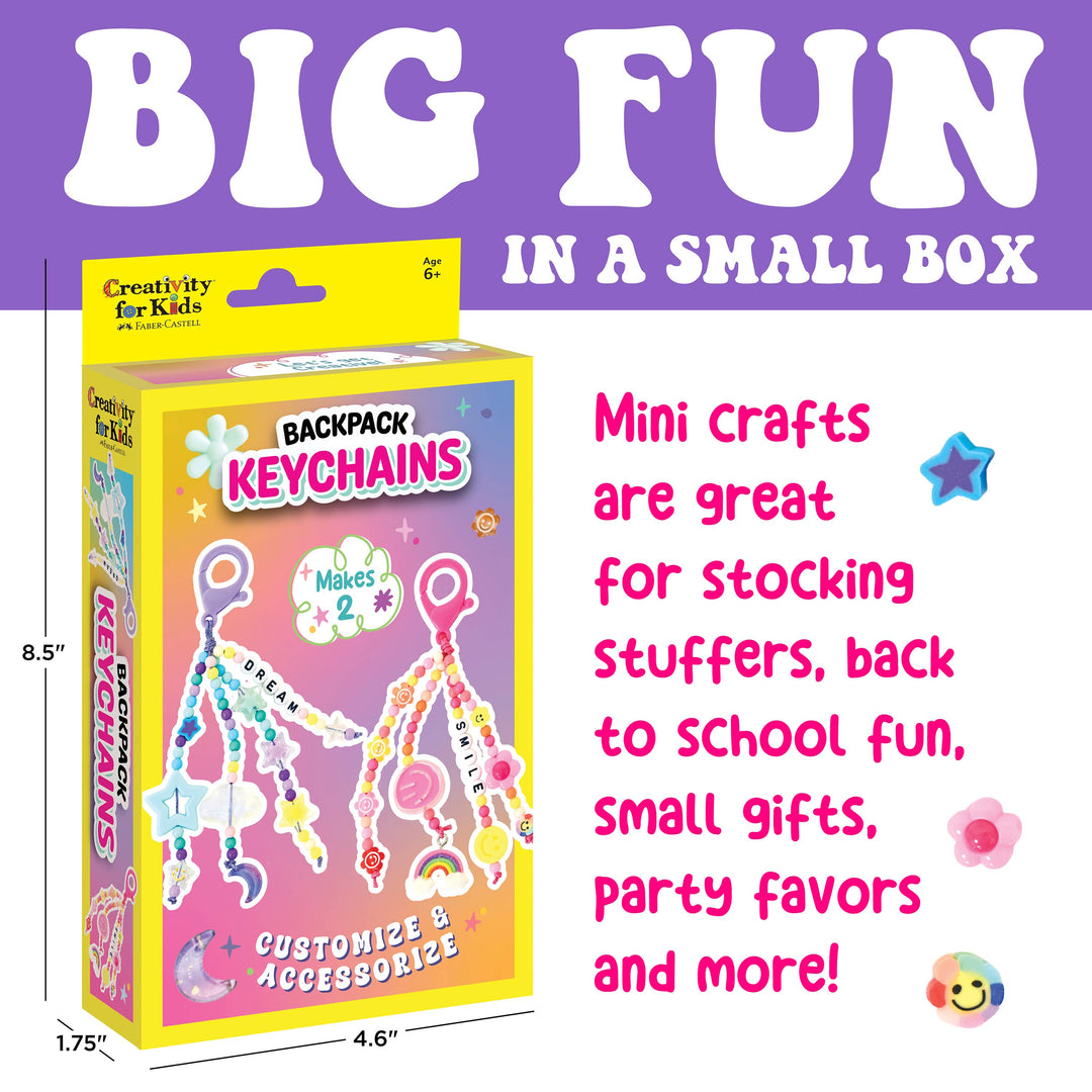 Backpack Keychain Kit for Kids - Makes 2 beaded keychains