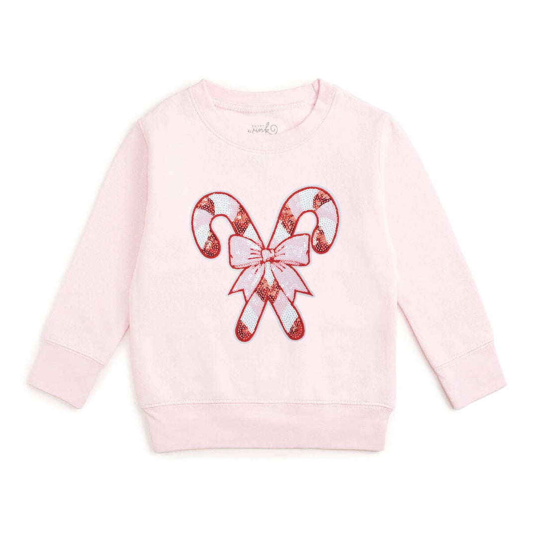 Candy Cane Sequin Patch Christmas Sweatshirt - Kids Clothing