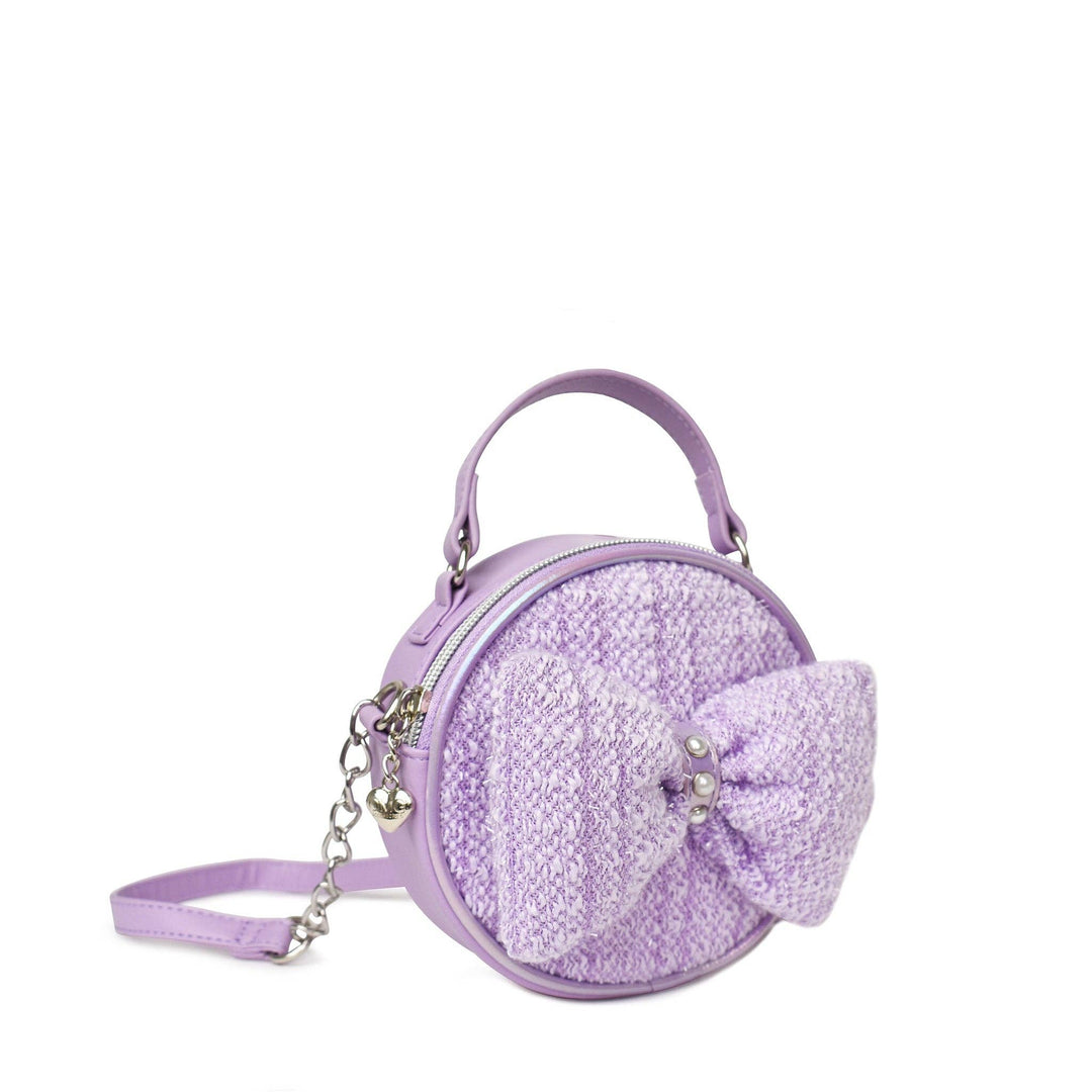 Tweed Bow Rounded Crossbody Bag