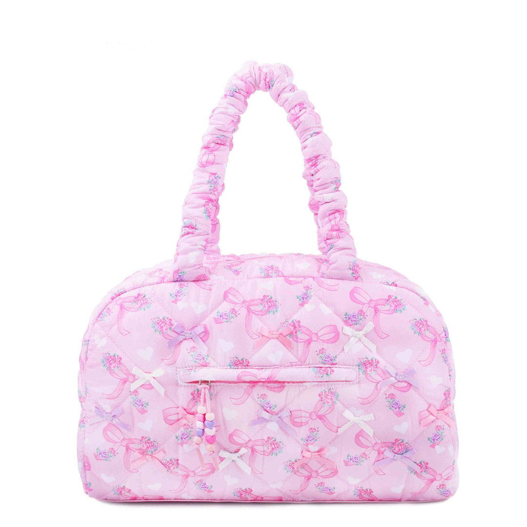 Quilted Floral Bow Print Medium Duffle Bag