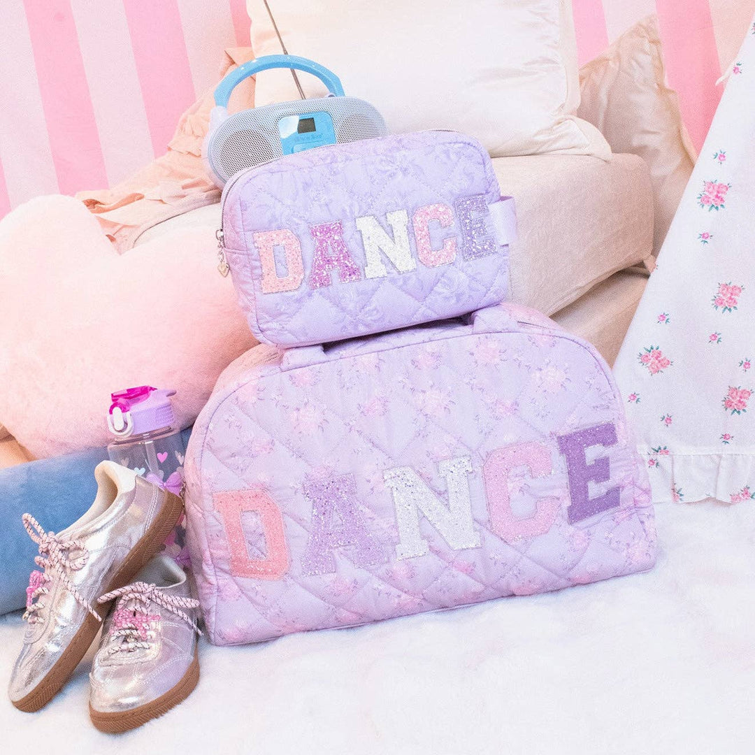 'DANCE' Floral Printed Quilted Medium Duffle Bag