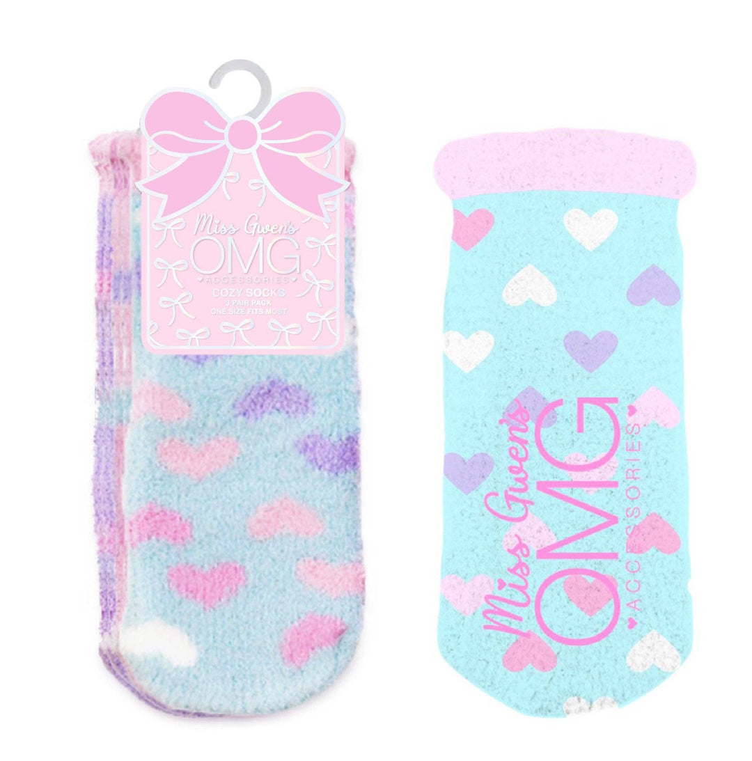 Heart Print 3 Pack Cozy Socks Set