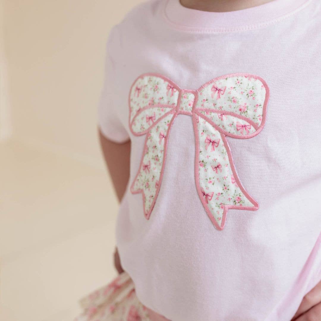 Ditsy Floral Bow Patch Short Sleeve T-Shirt - Spring 2025
