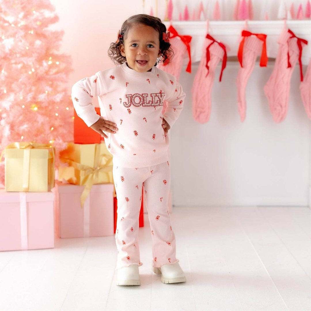 Candy Cane Christmas Flare Legging - Kids Clothing - Holiday