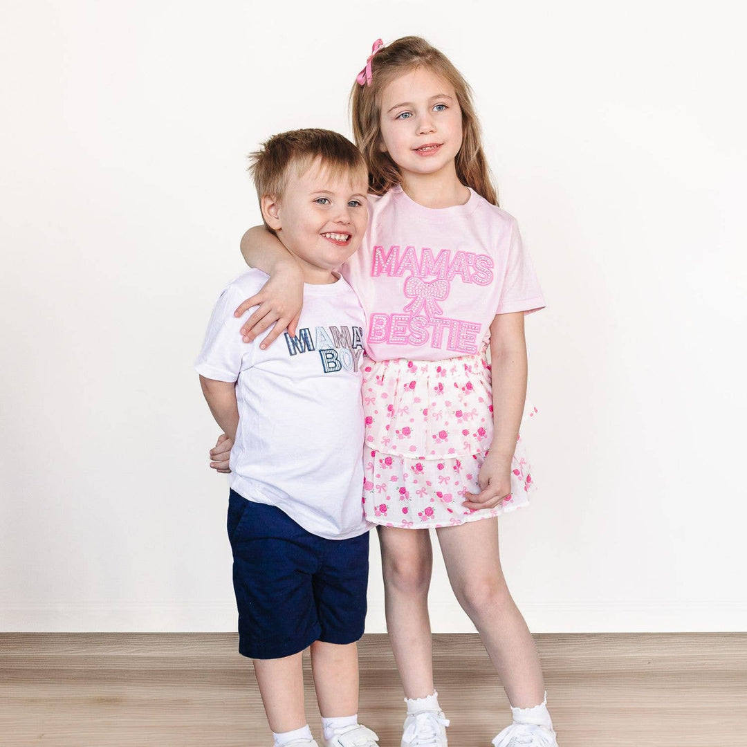Mama's Bestie Pearl Patch Short Sleeve T-Shirt -Mother's Day