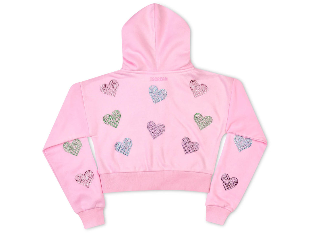 Sparkling Hearts Cropped Zip-up Sweatshirt (Small (6-8))