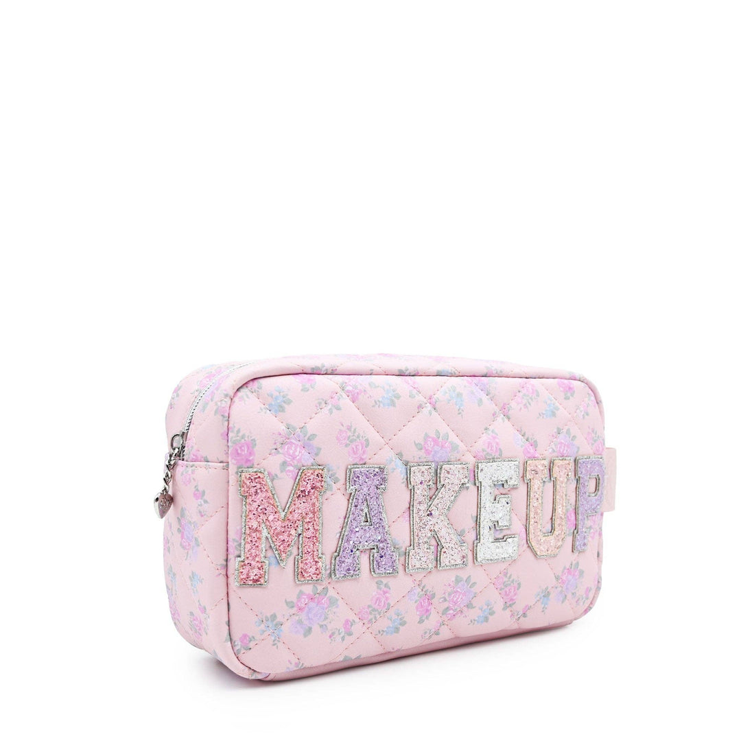 'MAKEUP' Quilted Floral Printed Pouch