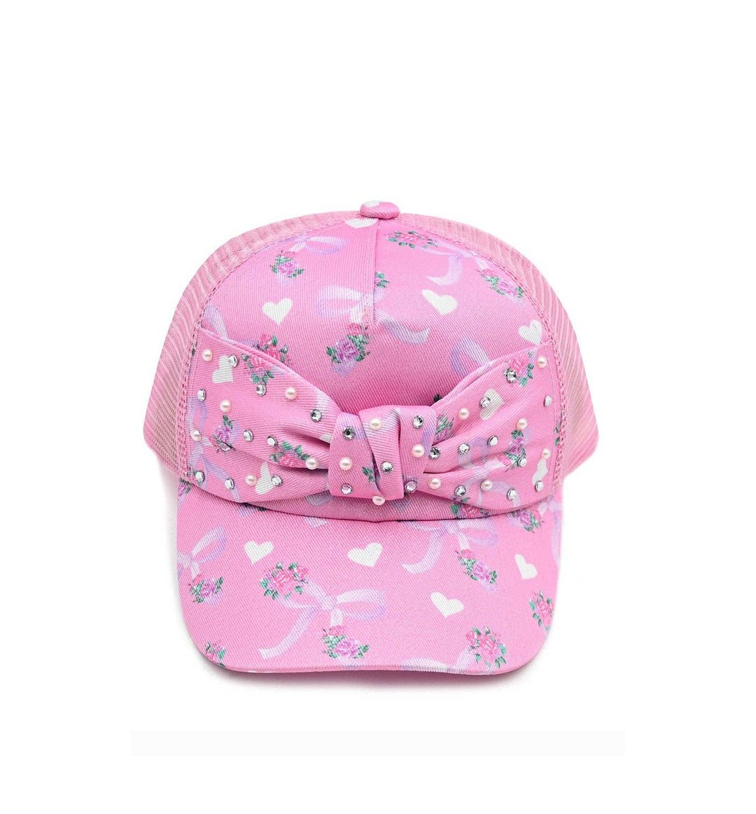 Pink Bow Printed Trucker Hat