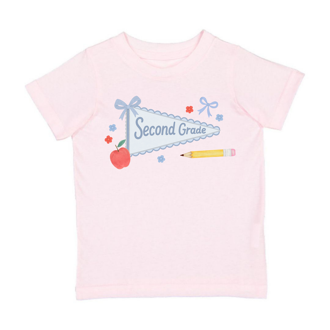 Second Grade Bow Pennant Short Sleeve T-Shirt Back To School