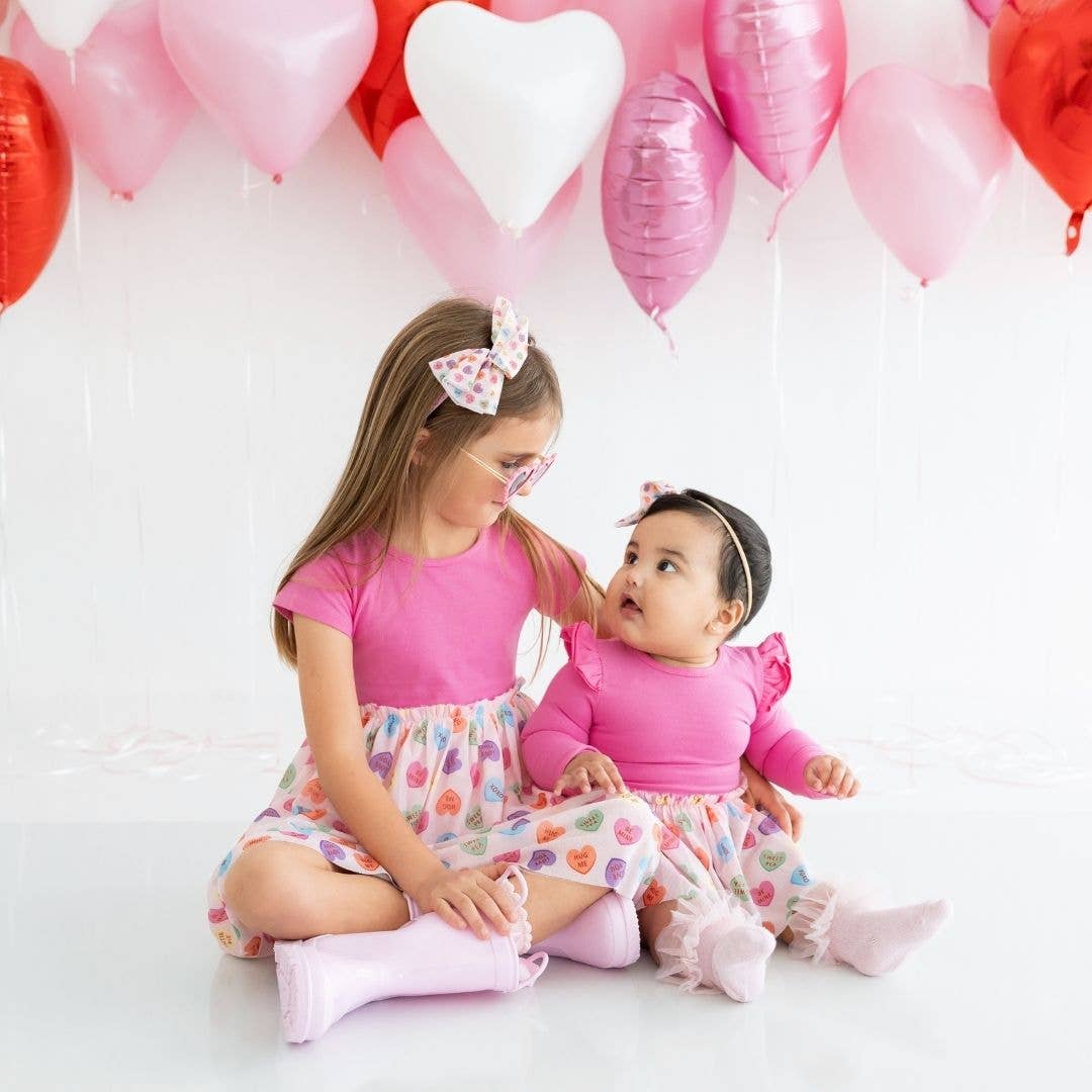 Candy Hearts Valentine's Day Short Sleeve Tutu Dress