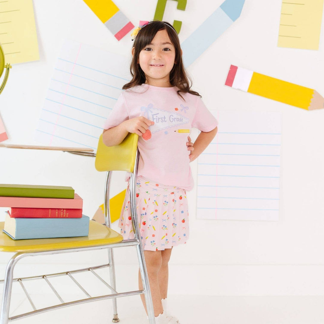 First Grade Bow Pennant Short Sleeve T-Shirt -Back To School