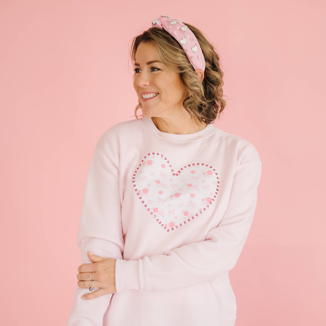 Dainty Rose Pearl Heart Patch Women's Sweatshirt Mommy & Me