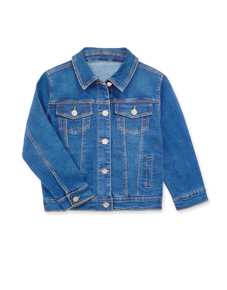 GDJ-23-9622B Girl's Stretch Denim Jacket Basic Cut: Light Denim / 8/10(M)