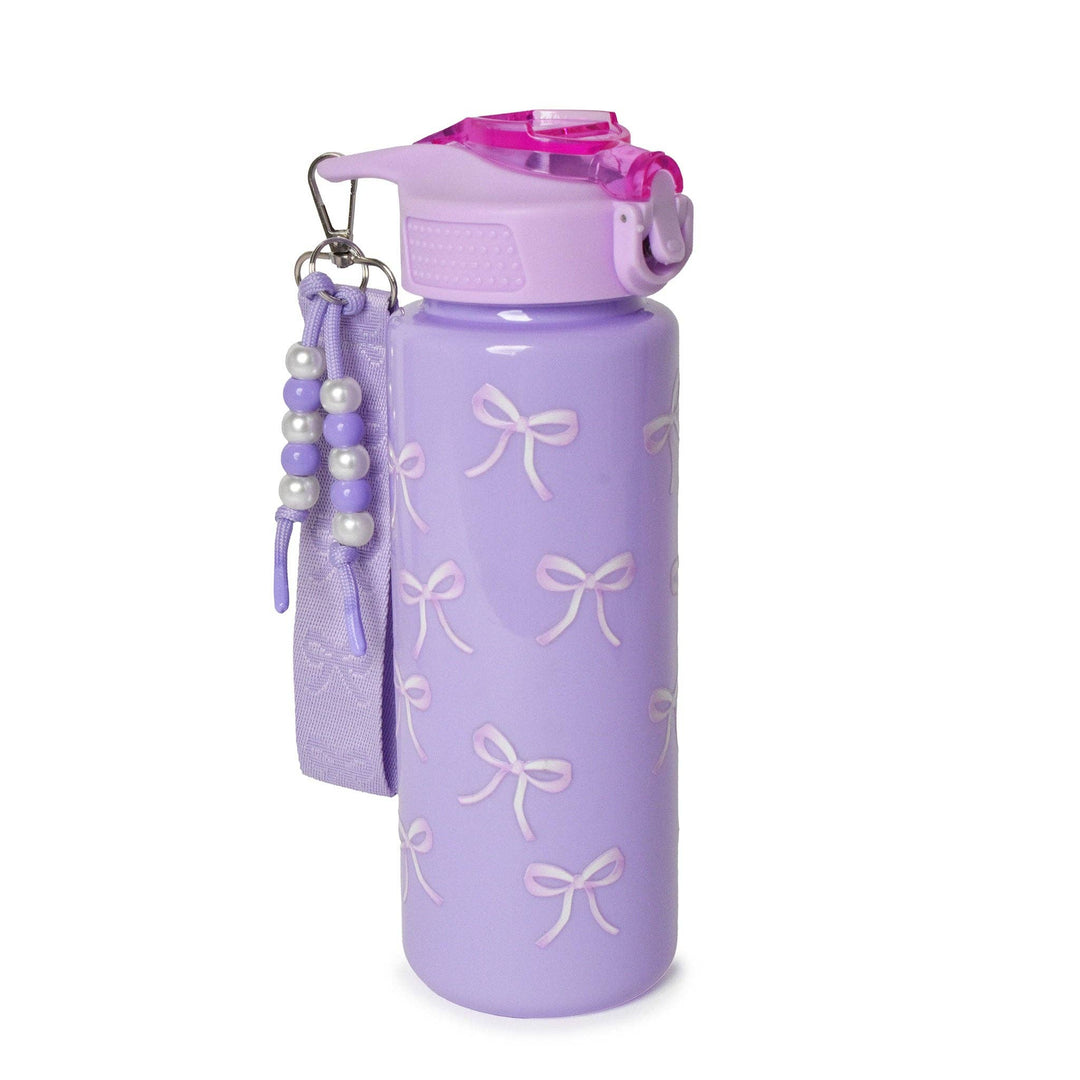 Bow Printed Plastic Water Bottle with Wristlet