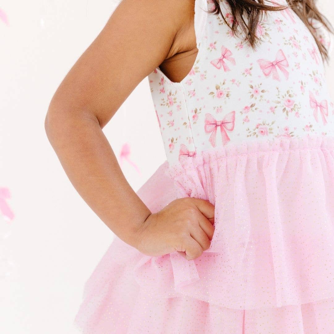 Ditsy Floral Short Sleeve Tutu Dress - Spring 2025 Clothing: 3T